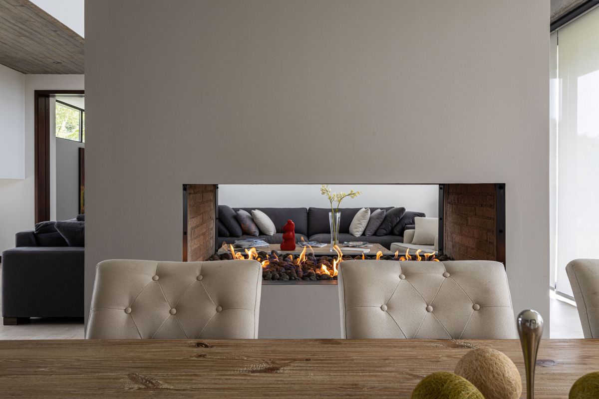 Modern gas fireplace in a living room
