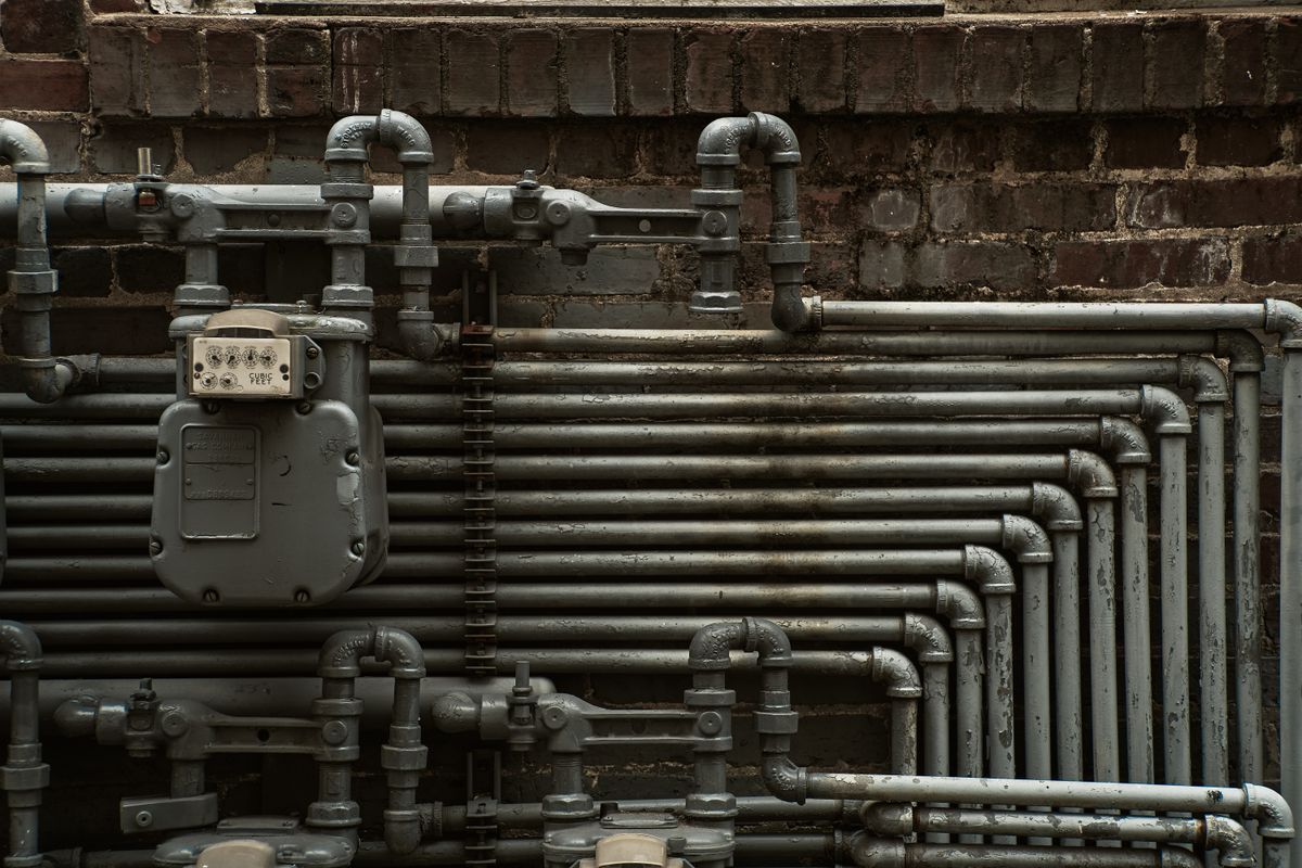 Gas line piping and meter